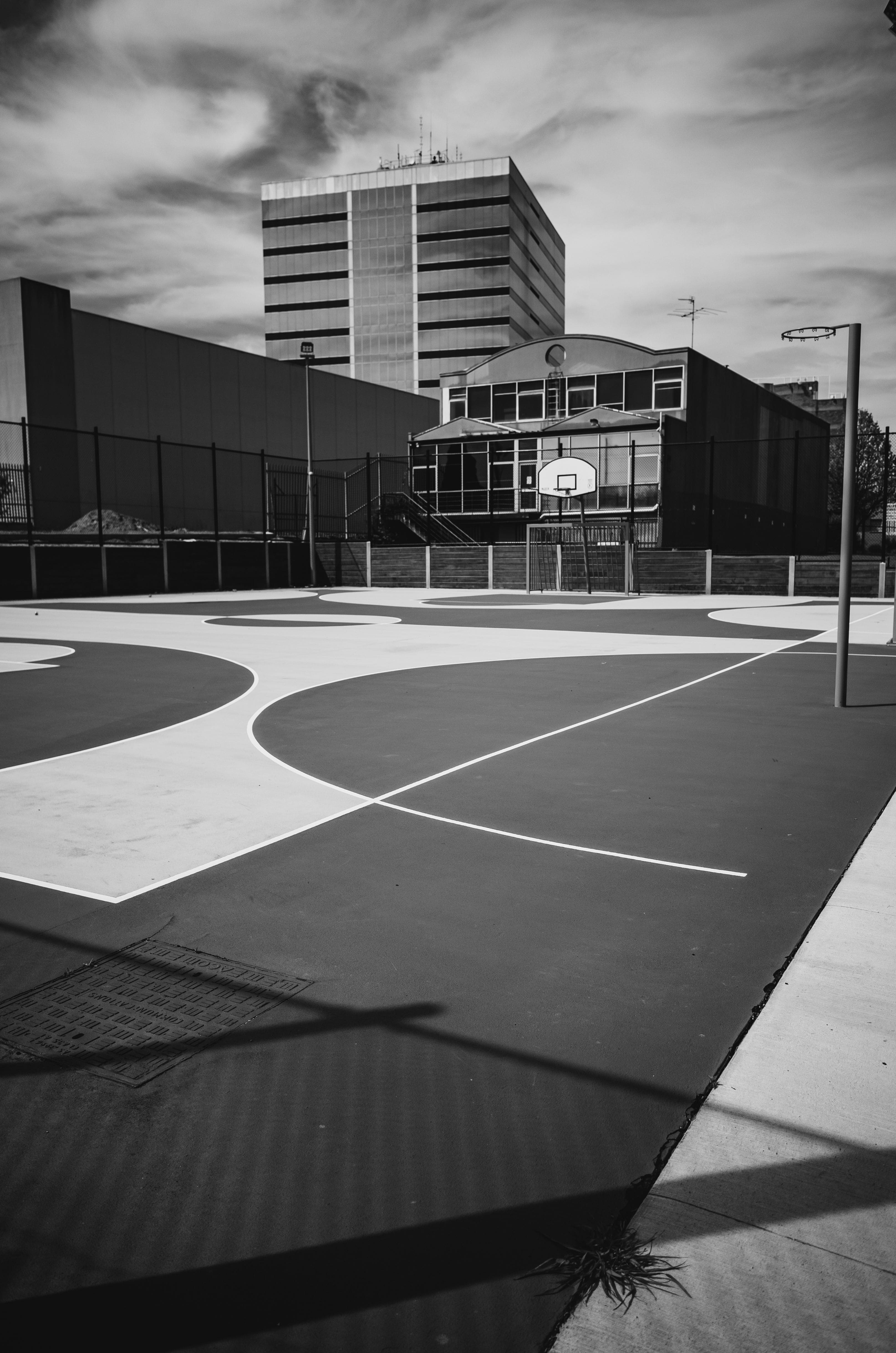 Basketball court surface installation